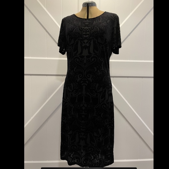 NWT brocade cut velvet midnight blue short sleeve - Picture 12 of 12